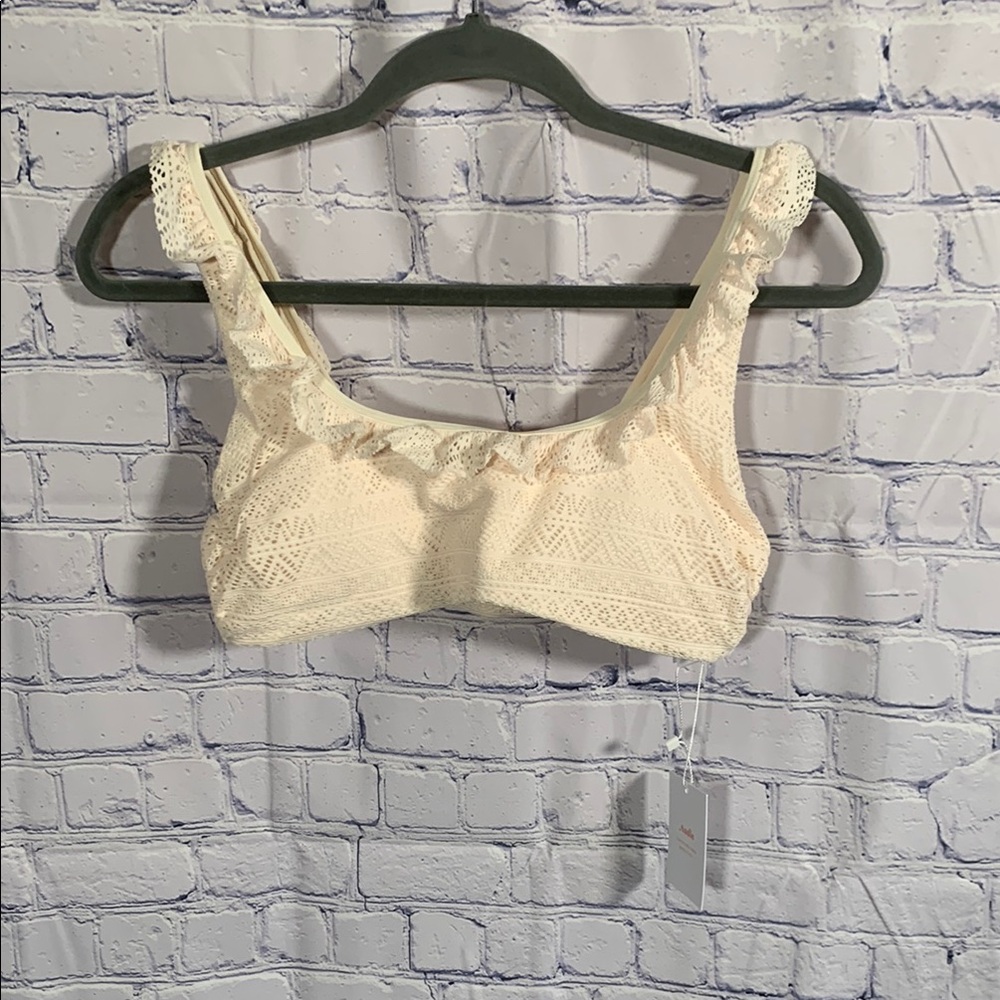 Andie Swim Womens Hydra Bikini Top in Vanilla Beach Cruise Boho Crochet Sz M NWT